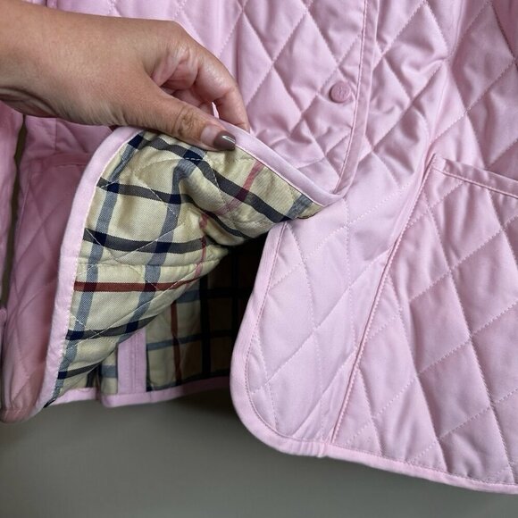 Brooks Brothers Pink Quilted Nova Check Plaid  Lined Jacket Size 10 Old Money - Picture 7 of 10